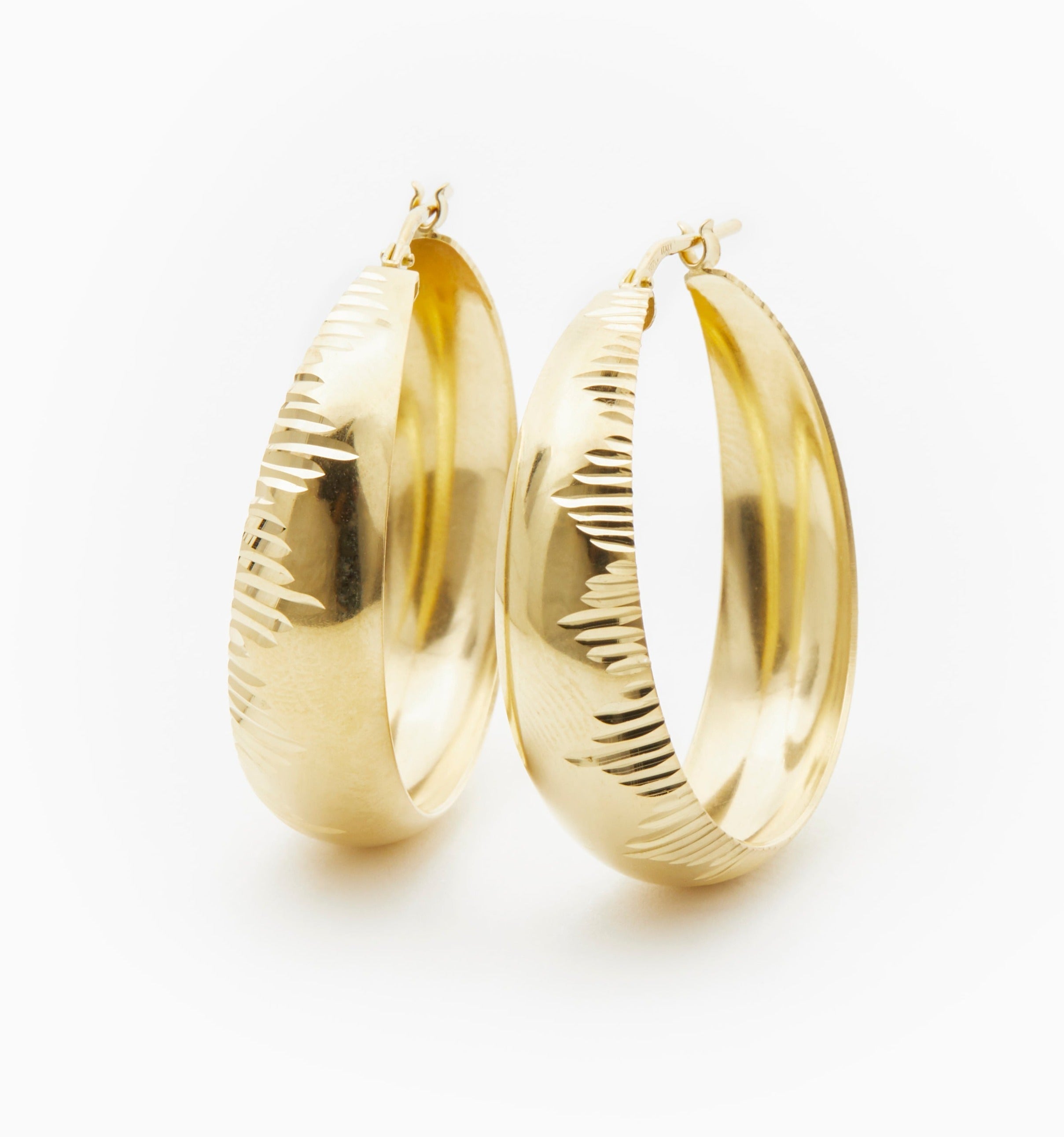 Large Sunburst Round Hoop Earrings