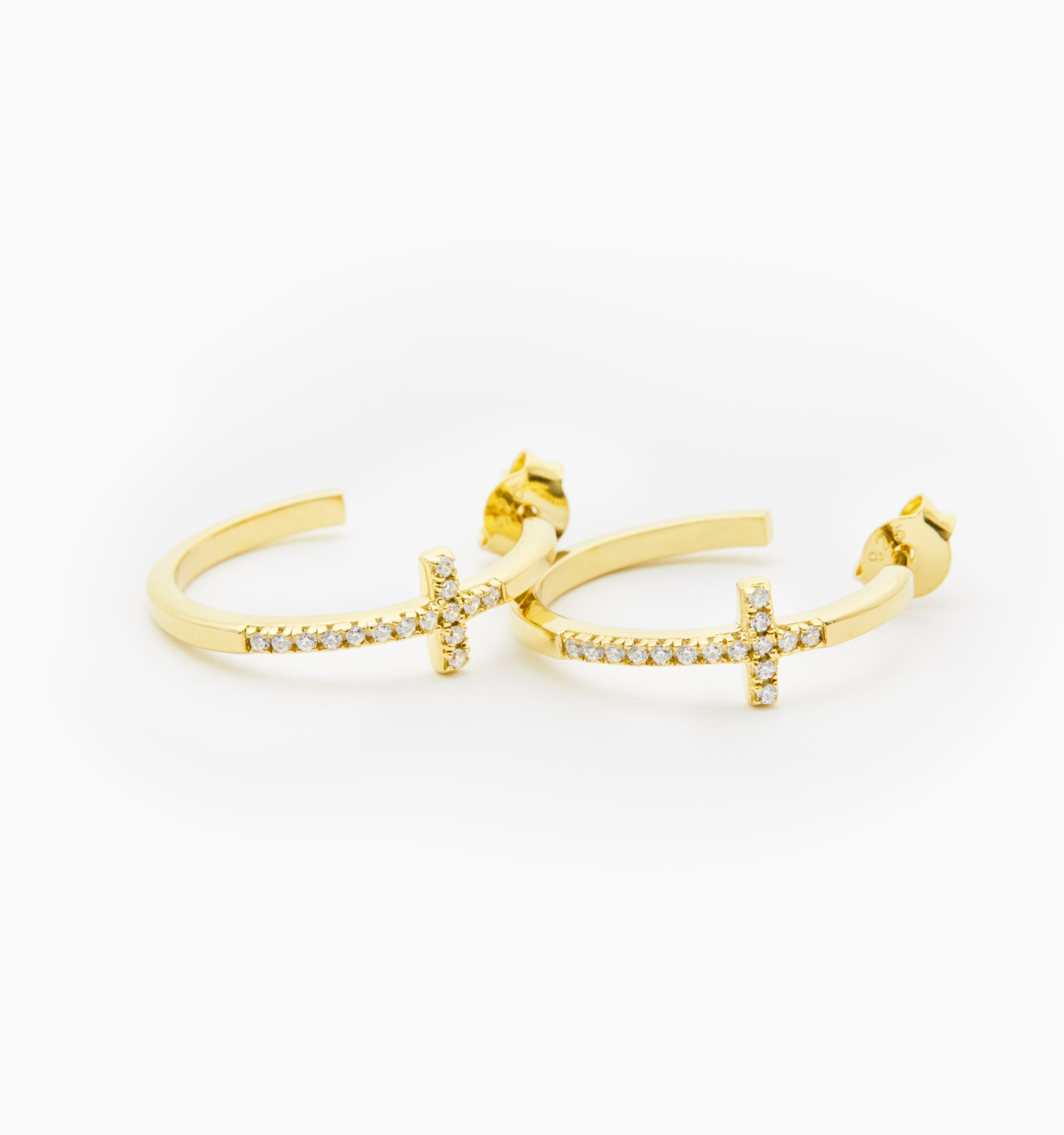 Cross Pave Hoop Earrings