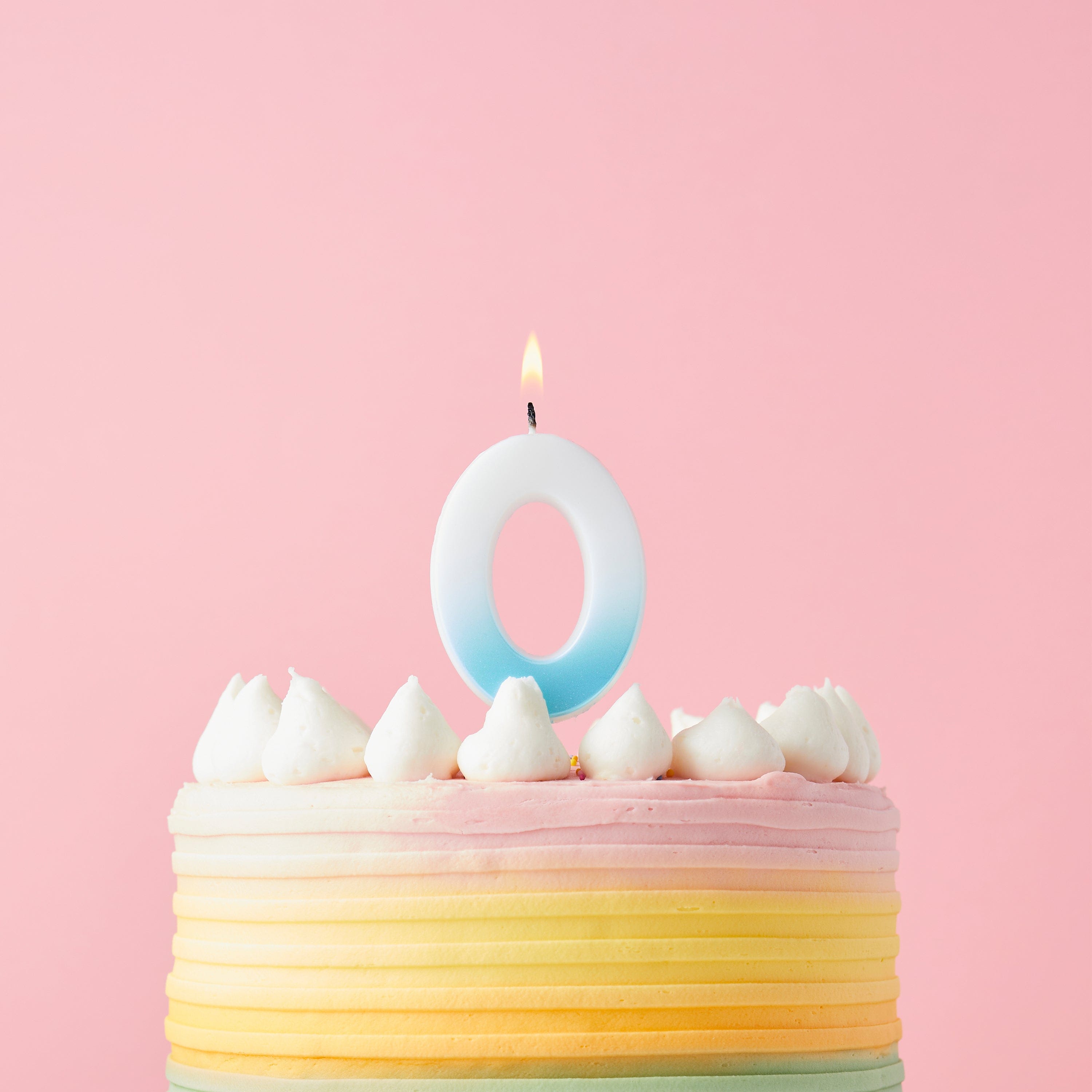 Blue Ombre Number 0 Cake Candle