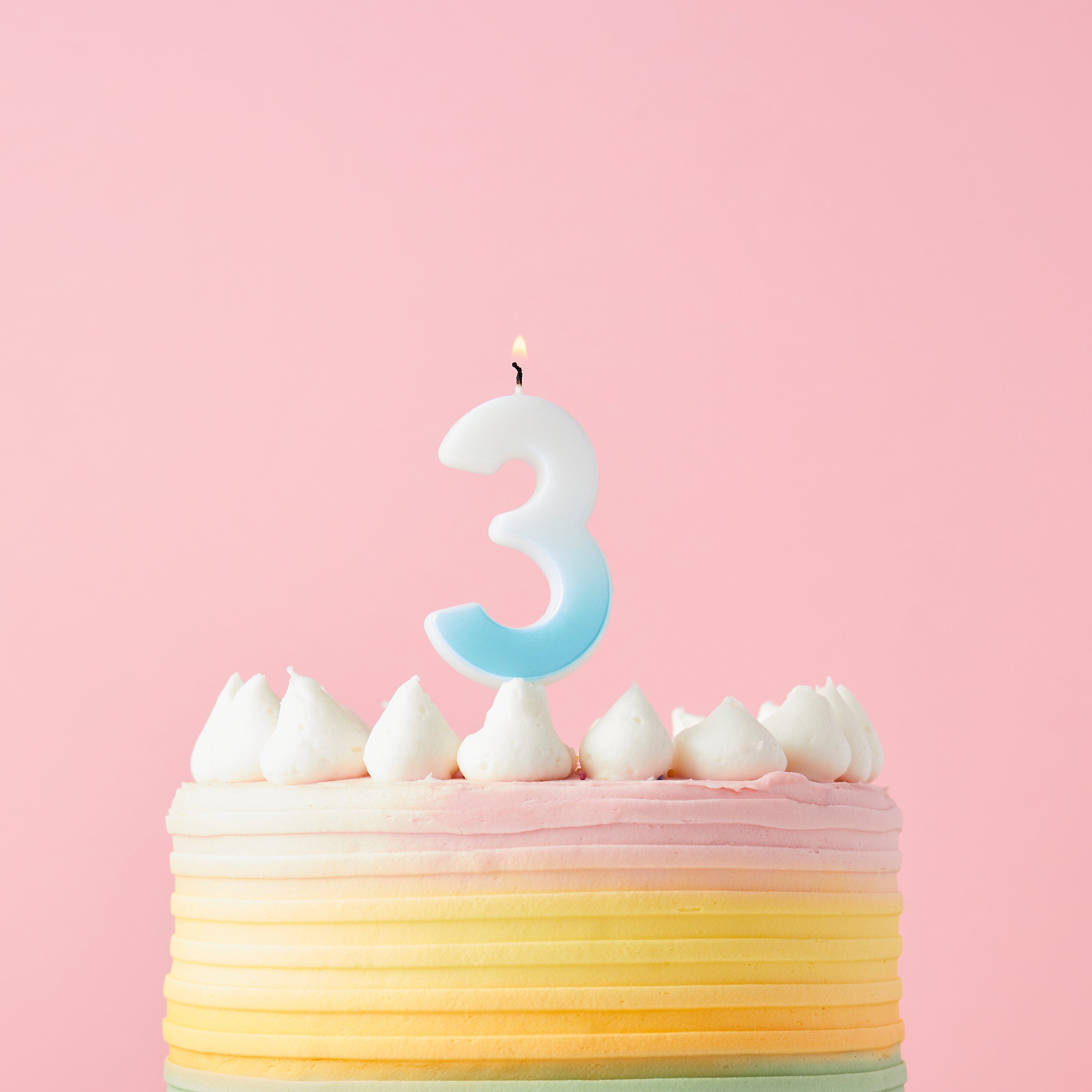 Blue Ombre Number 3 Cake Candle
