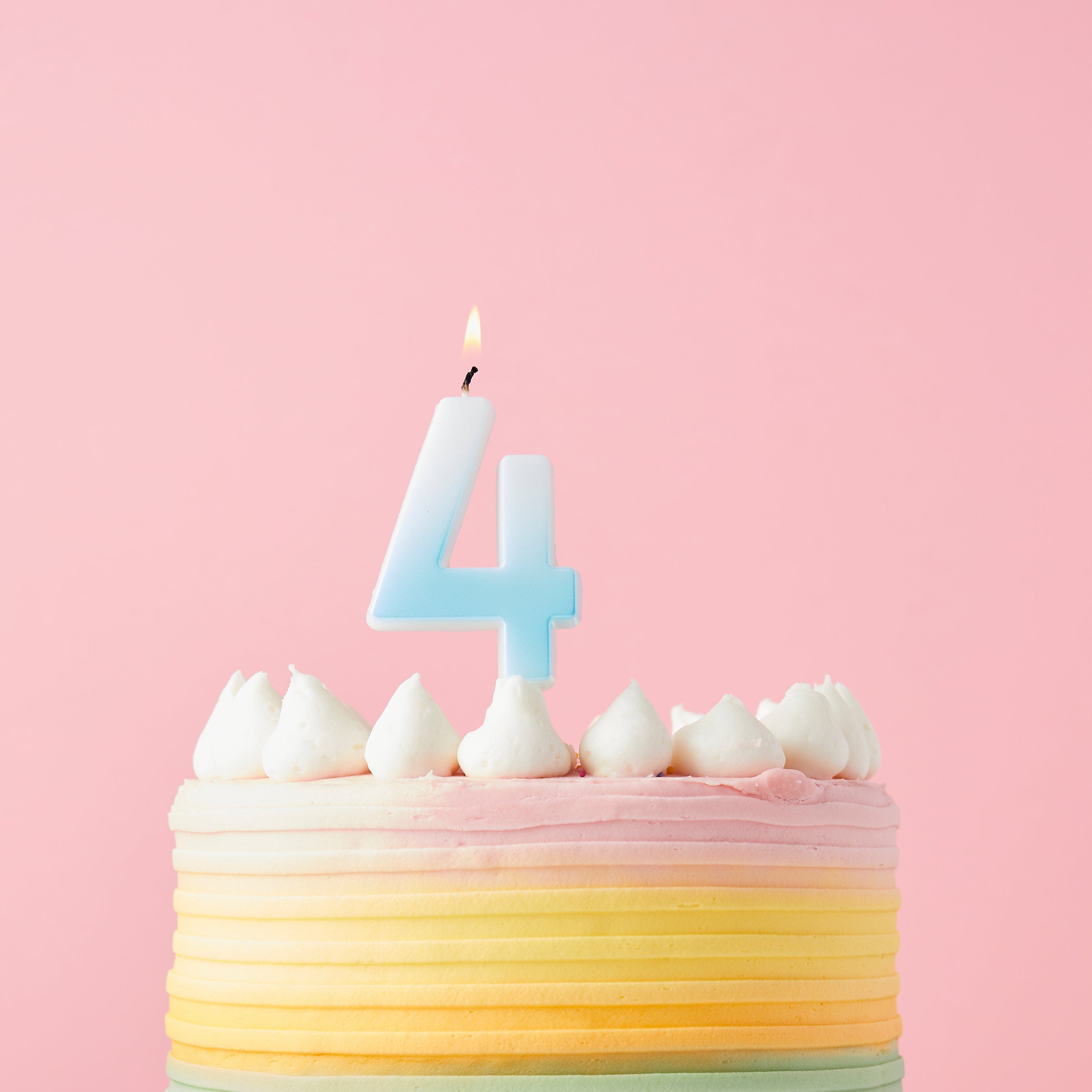 Blue Ombre Number 4 Cake Candle