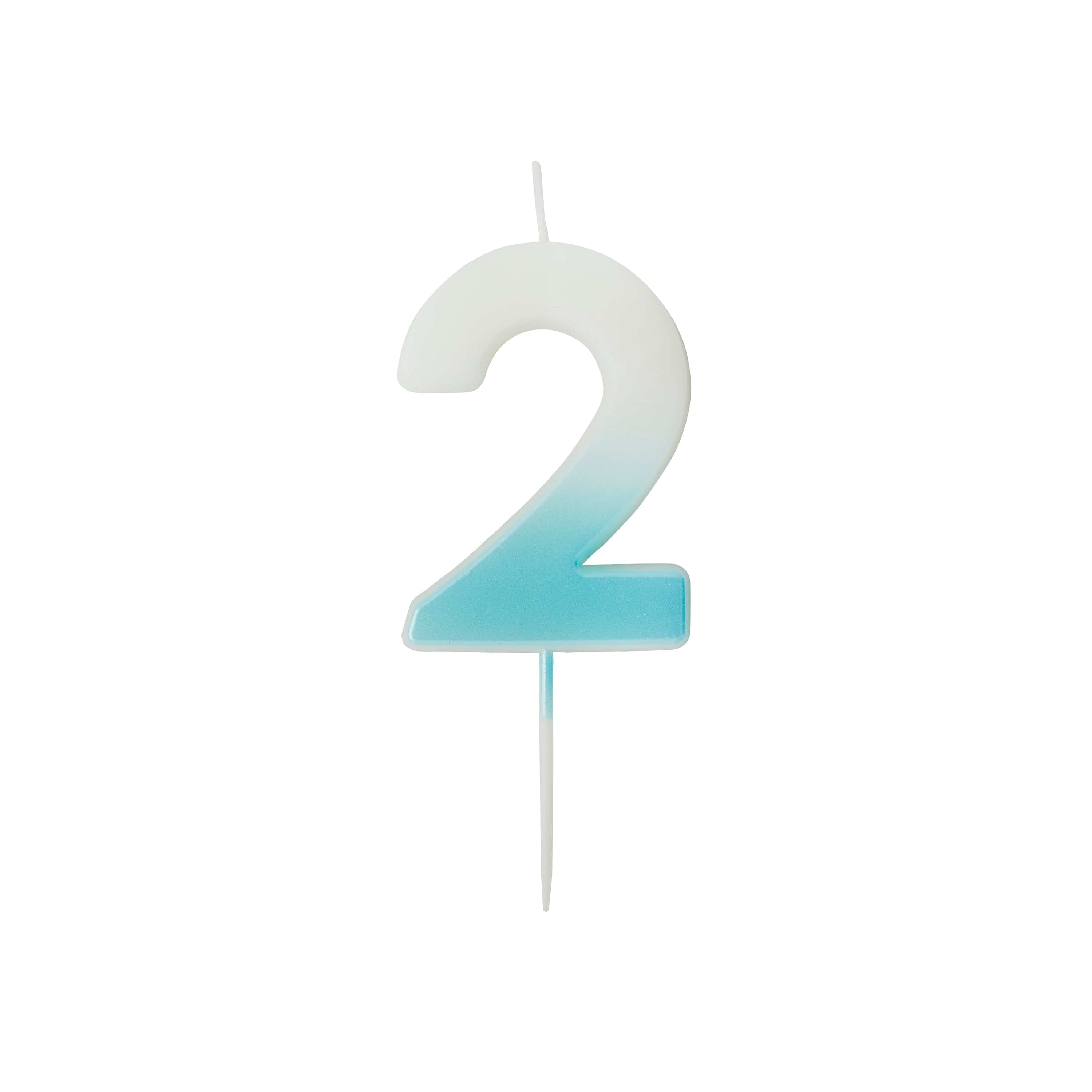 Blue Ombre Number 2 Cake Candle