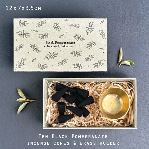 East of India Large Matchbox Cone Set - Black Pomegranate