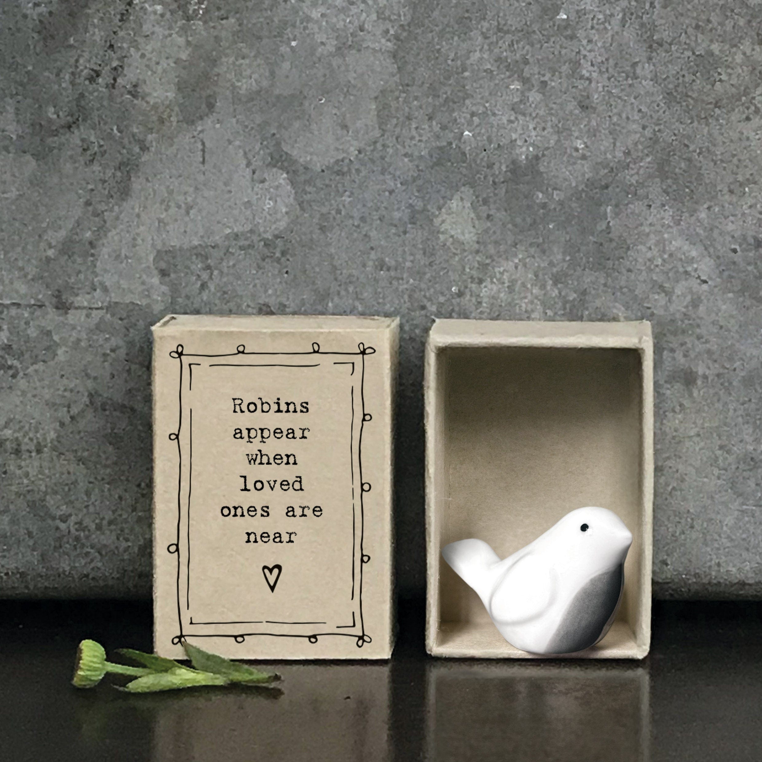 East of India - Matchbox Porcelain Robin Ornament