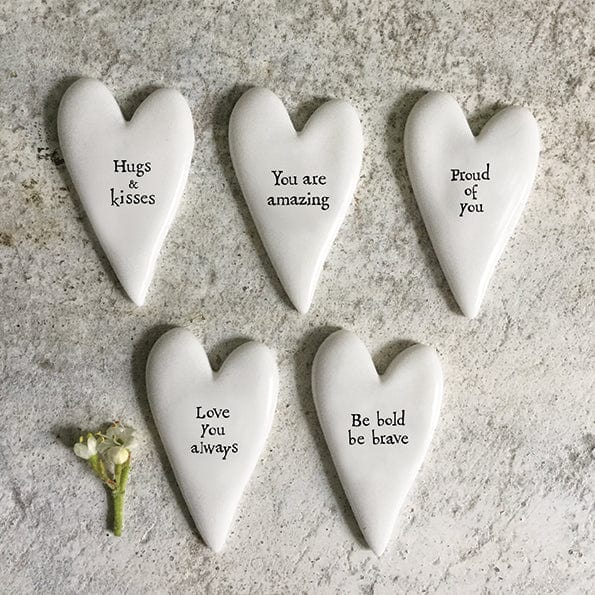 East of India Tiny Heart Token - Hugs & Kisses