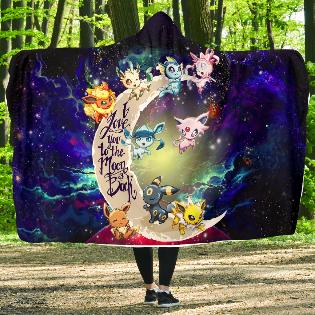 Eevee Galaxy Hooded Blanket | Pokemon Love You To The Moon