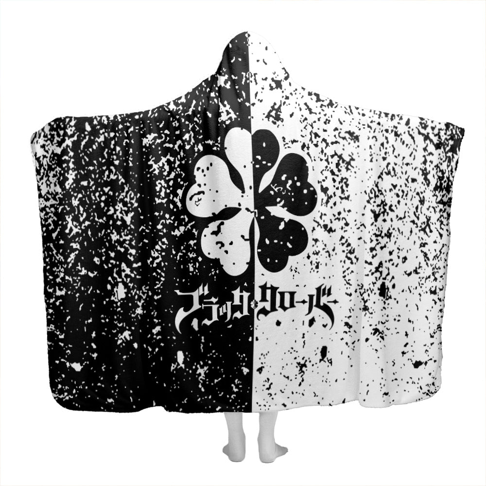 Five Leaf Clover Black Clover Hooded Blanket