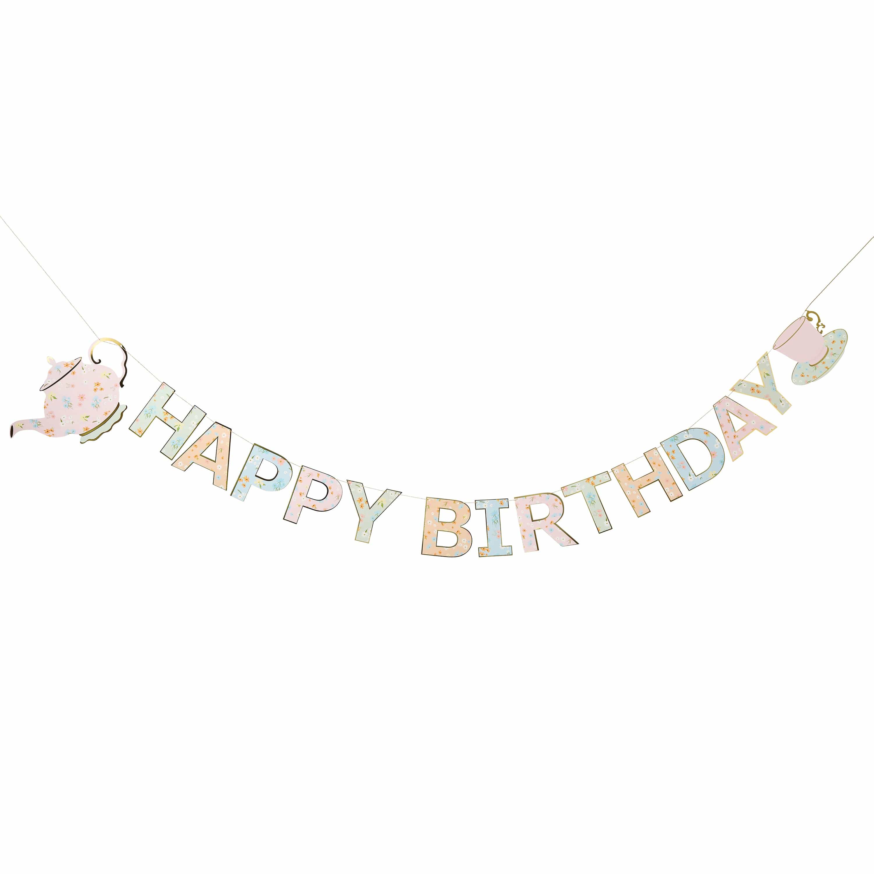 Floral Tea Party Happy Birthday Banner - 2.5m