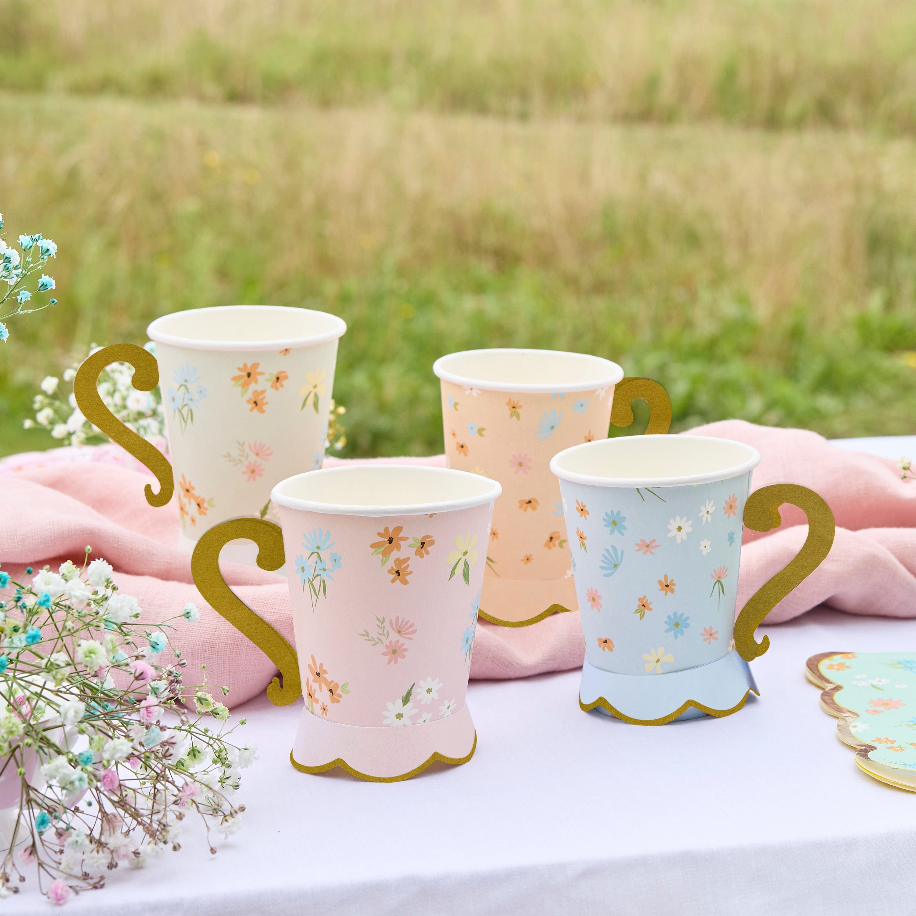 Floral Tea Party Paper Cups x 8
