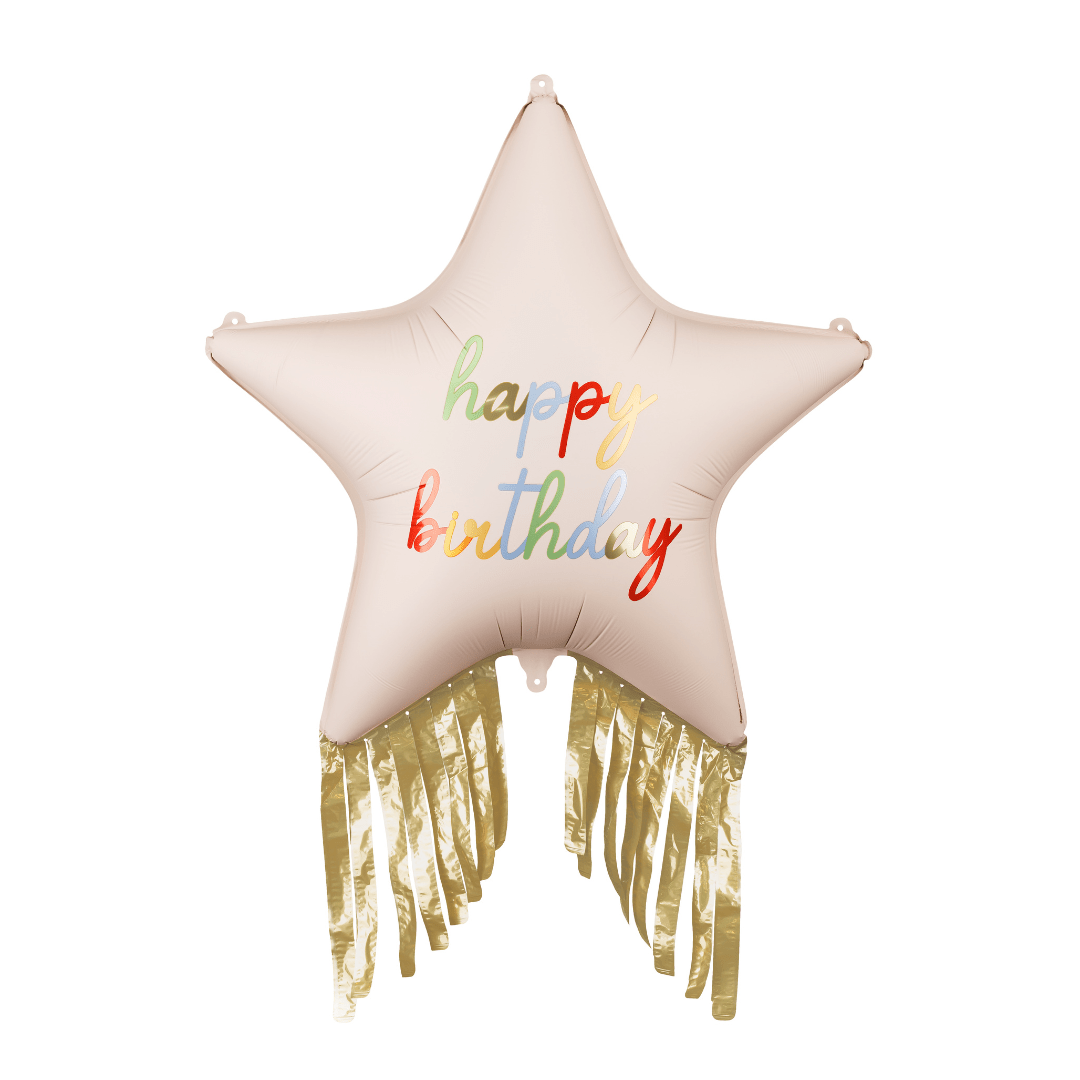 Fringed Happy Birthday Star Foil Balloon