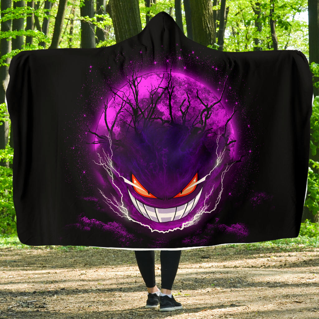 Gengar Ghost Pokemon Moonlight Scary Hooded Blanket