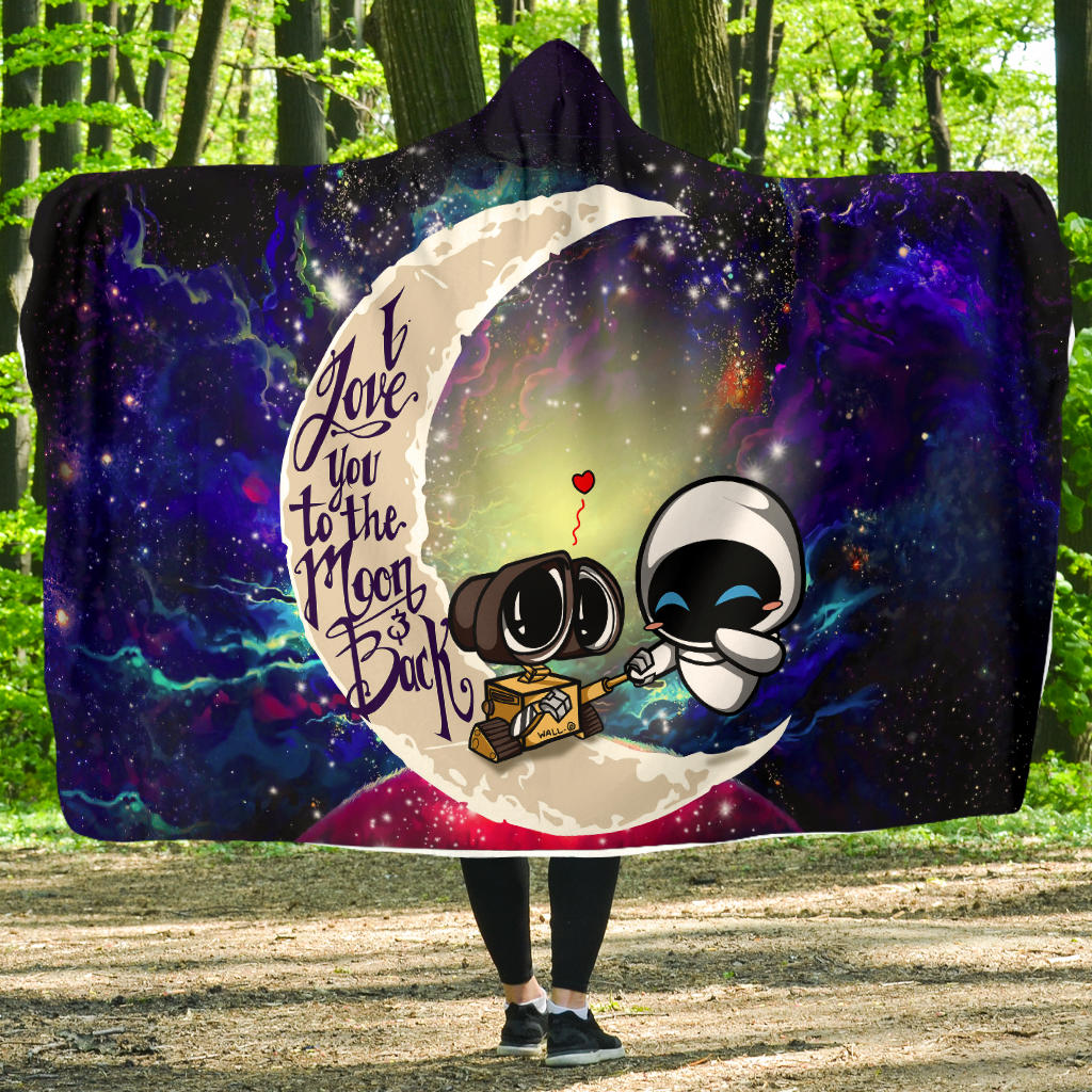 Couple Love You To The Moon Galaxy Hooded Blanket – Wall-E Design