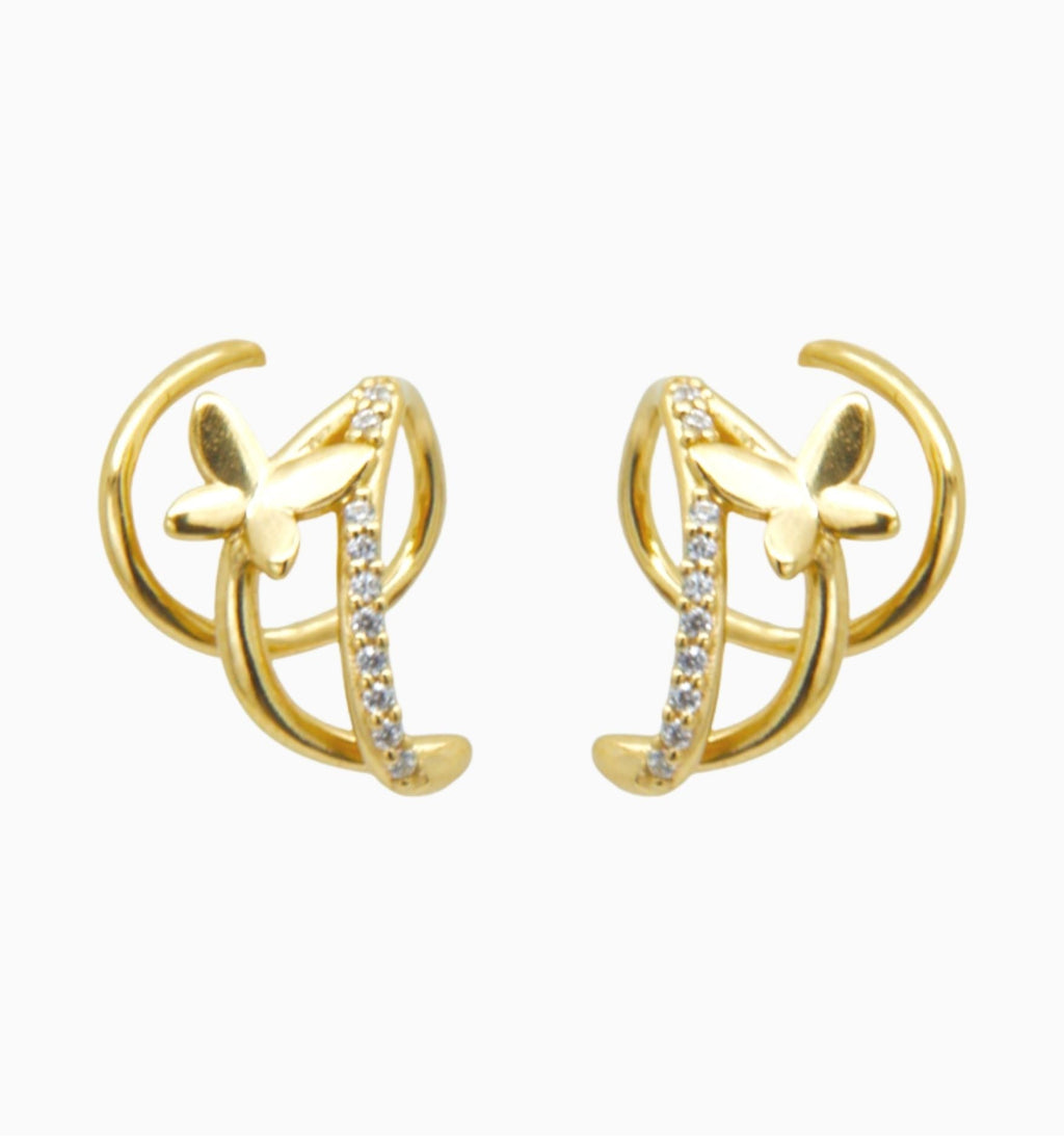 Double Twist Hoops Butterfly Pave Earrings - Illusion Earrings
