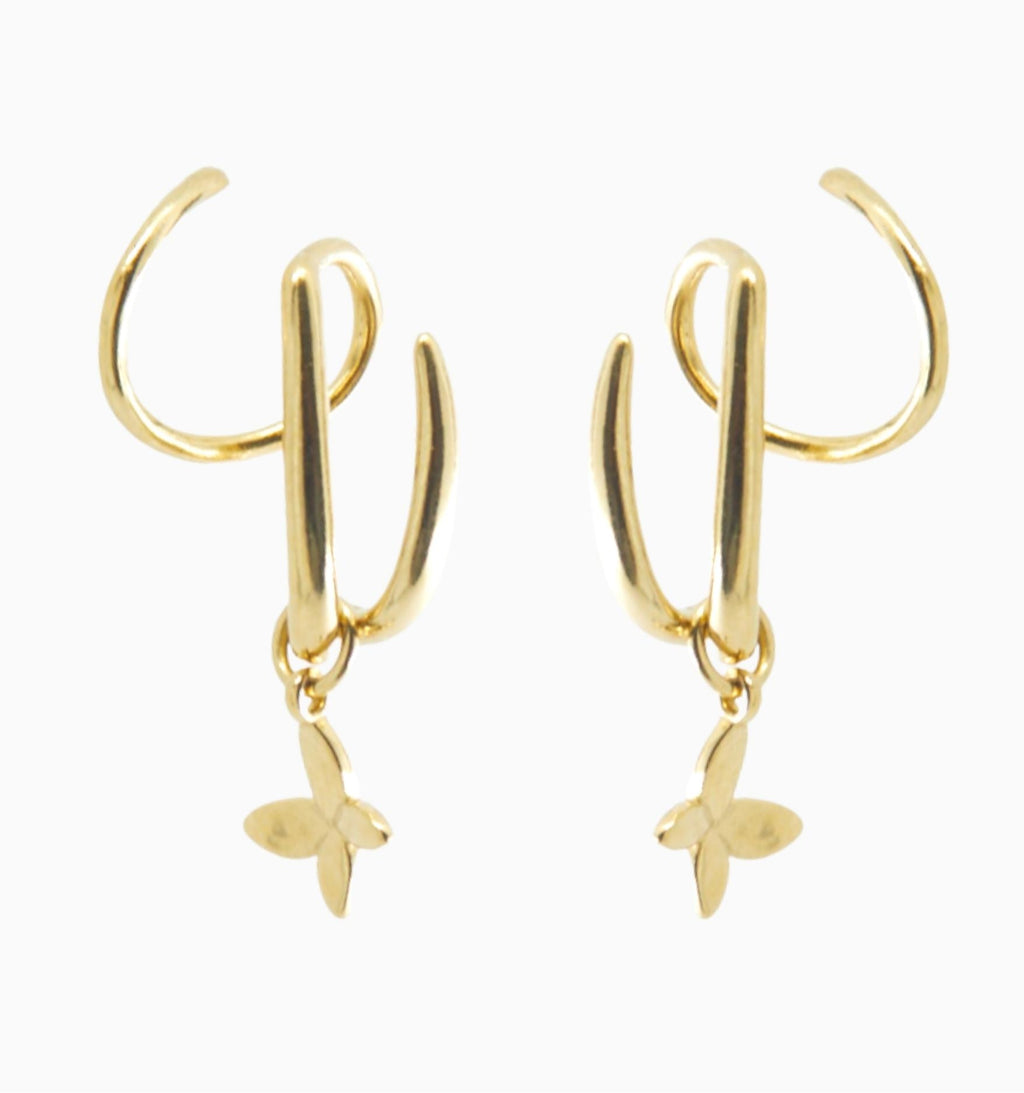 Triple Twist Hoops Butterfly Earrings - Illusion Earrings
