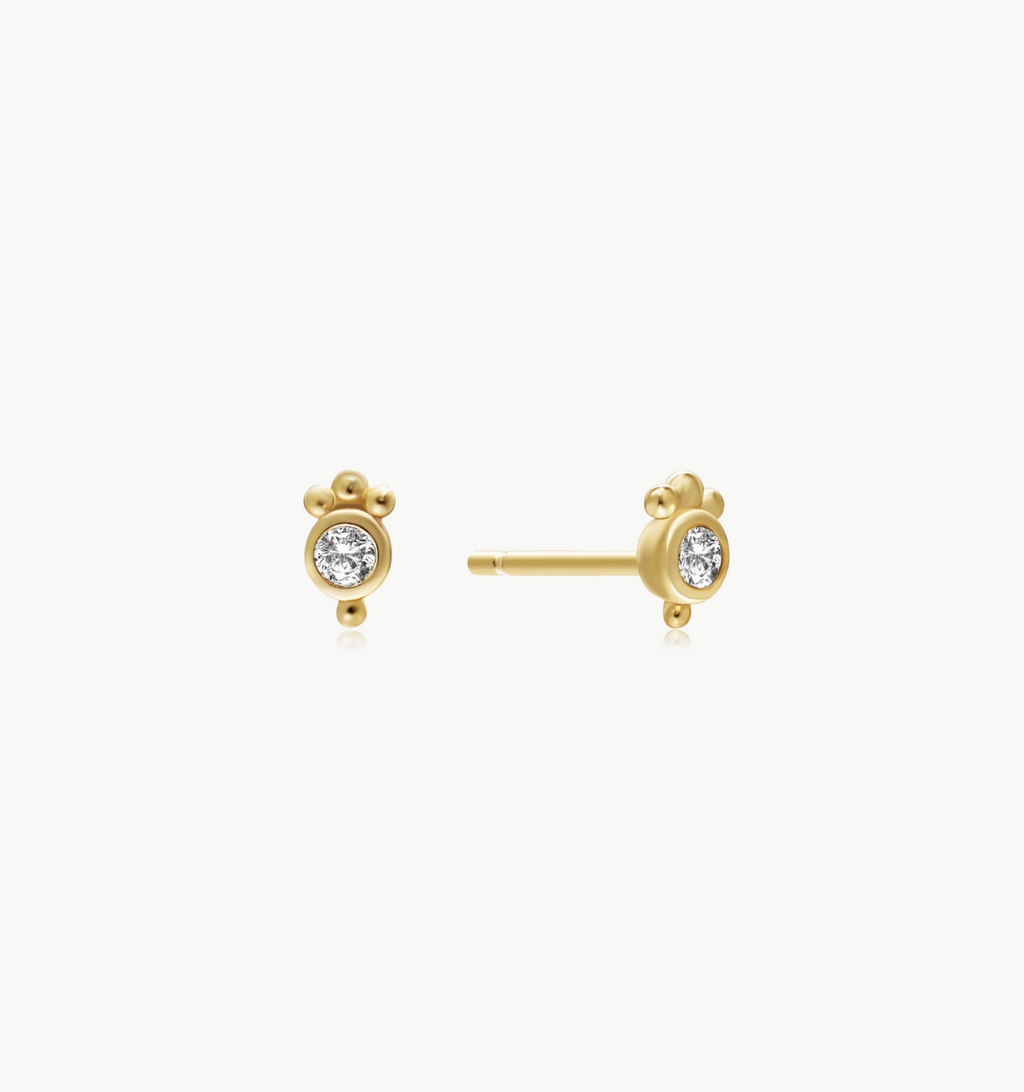 CZ Beaded Stud Earrings