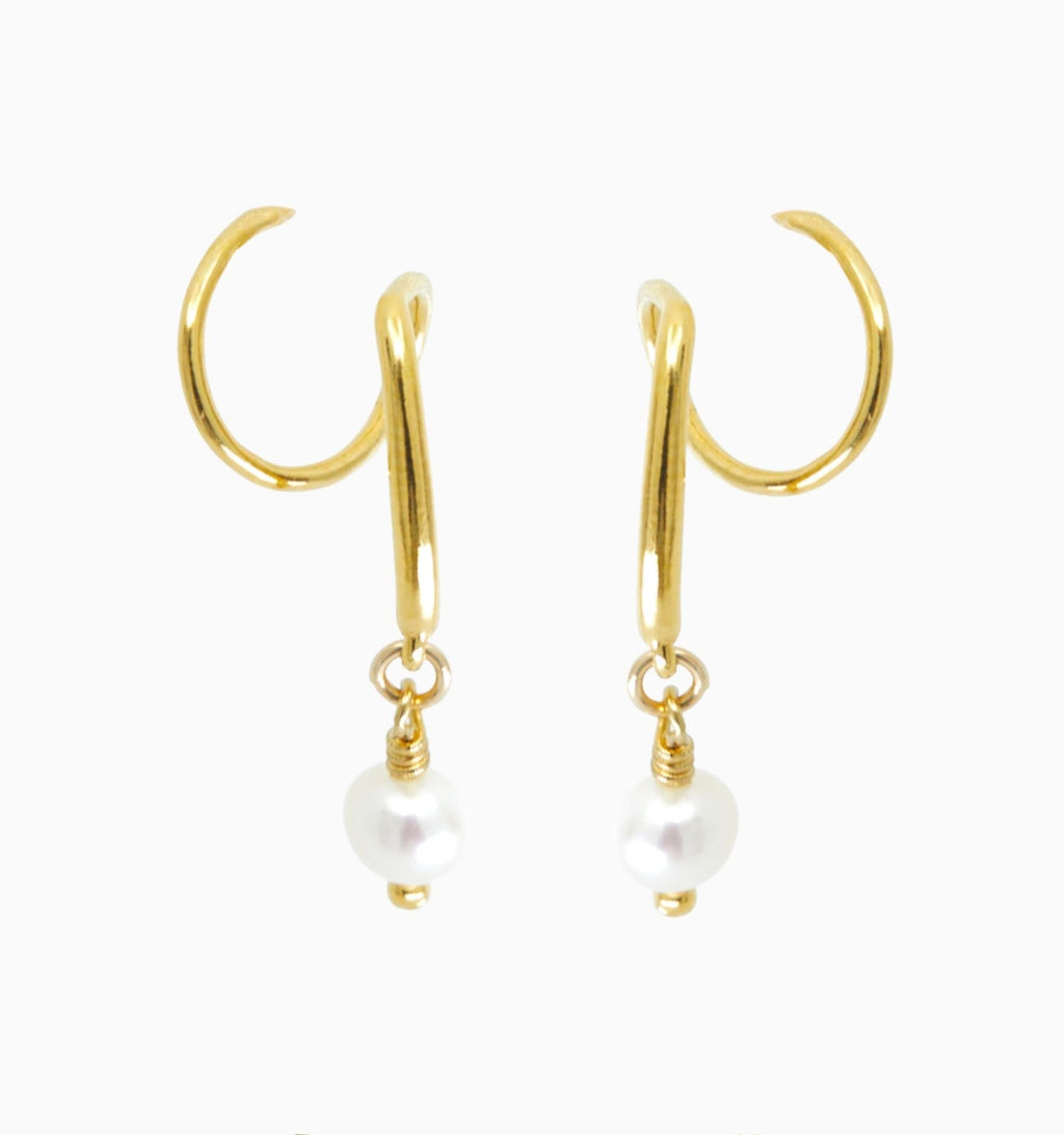 Double Twist Pearl Hoops - Illusion Earrings