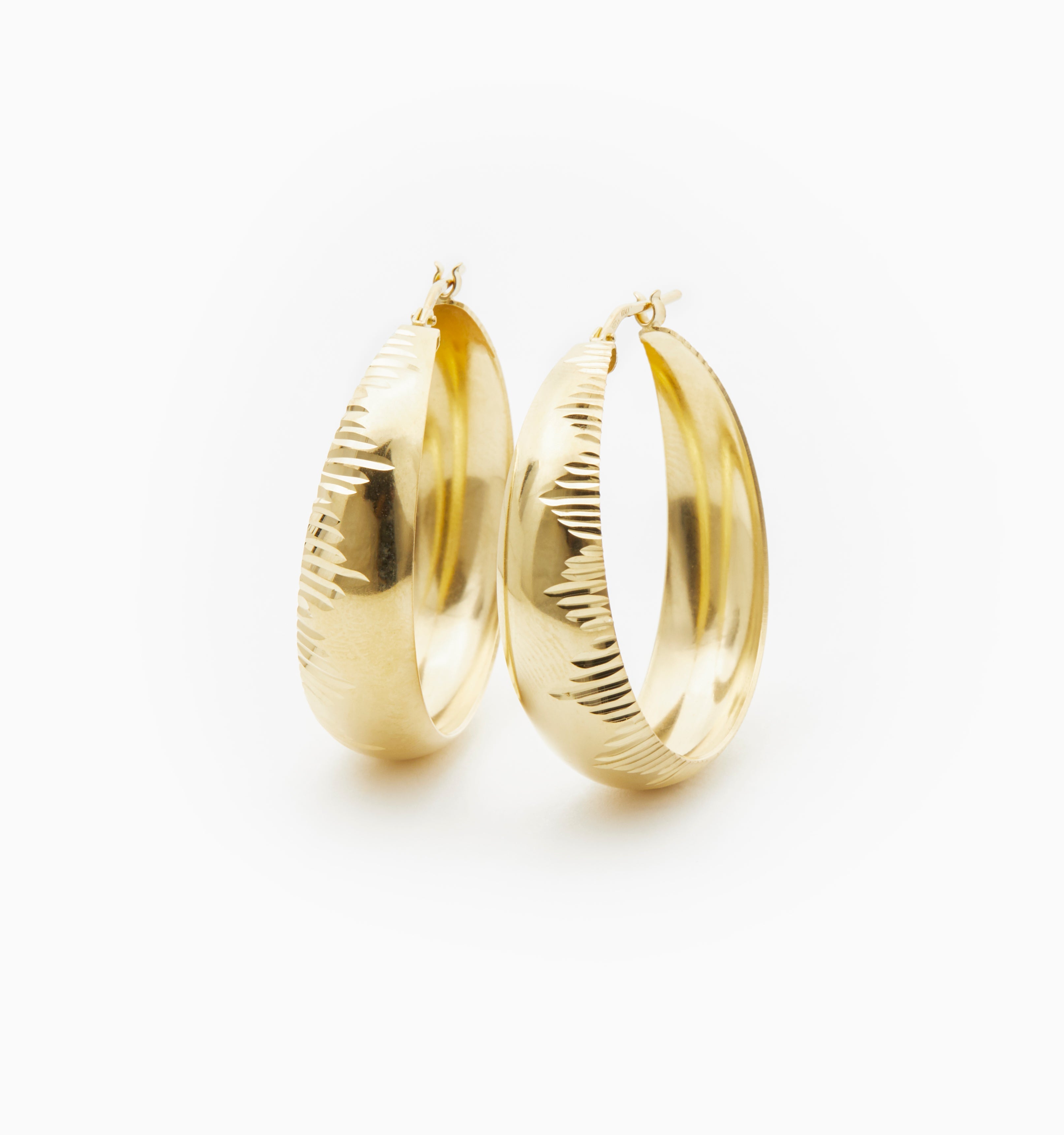 Large Sunburst Round Hoop Earrings