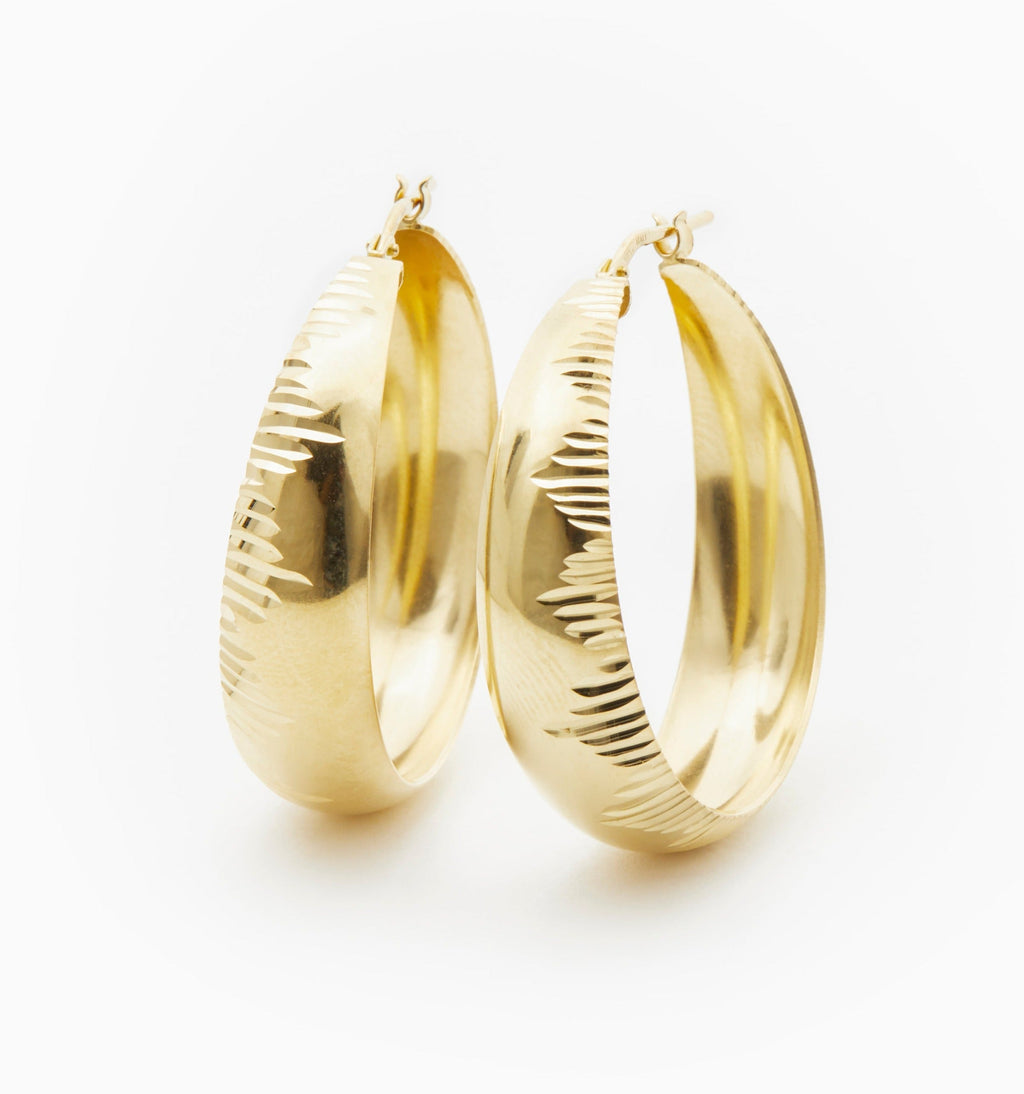 Large Sunburst Round Hoop Earrings