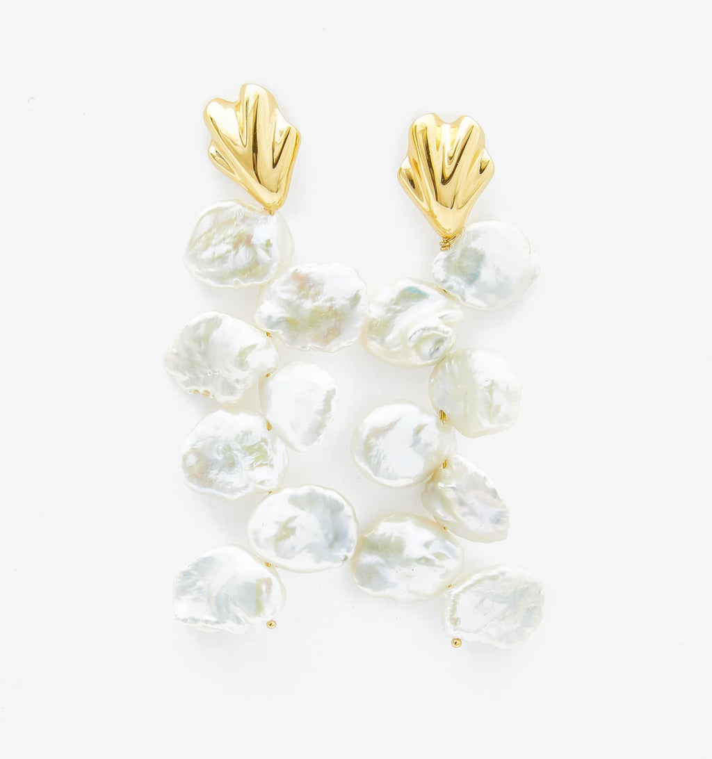 Petal Earrings With Baroque Pearls