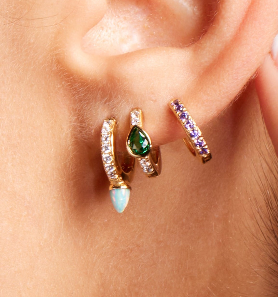 Emerald Teardrop Hoop Earrings