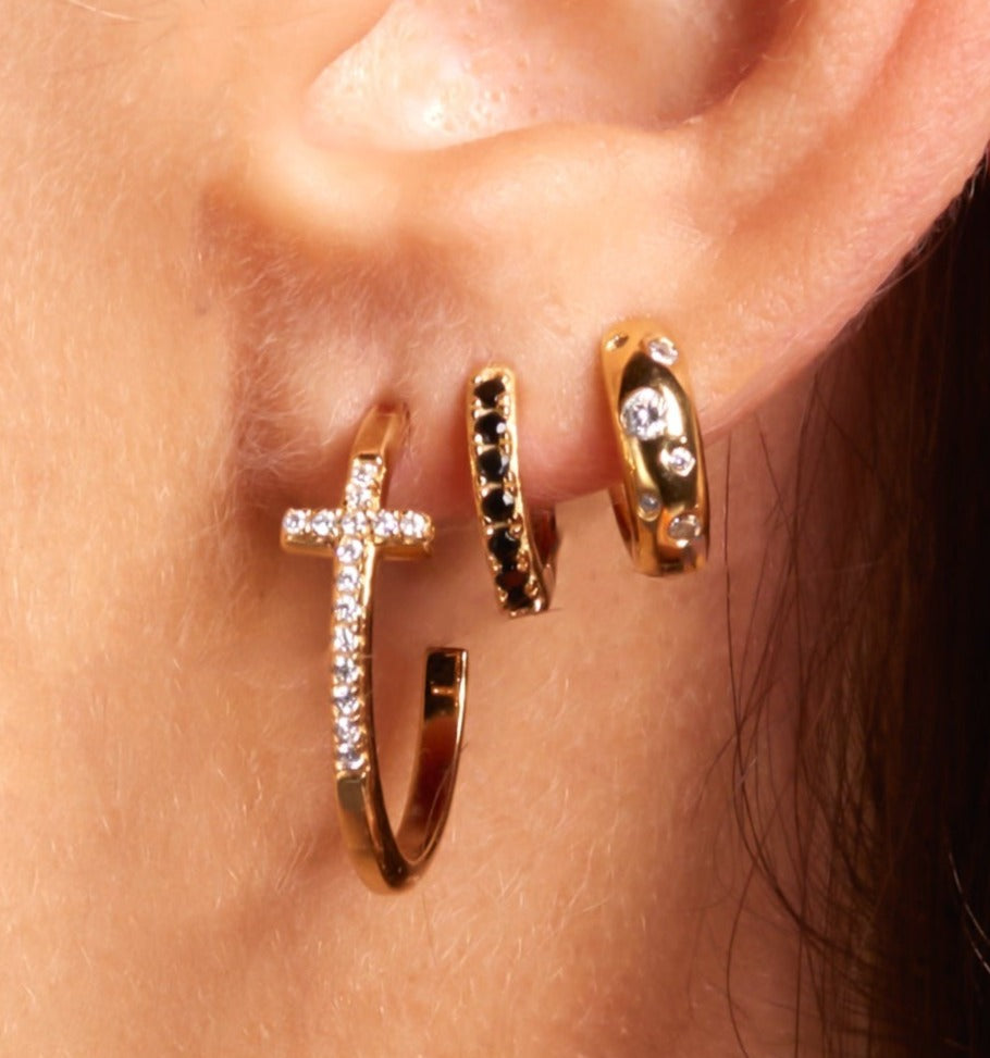 Black Pave Hoop Earrings