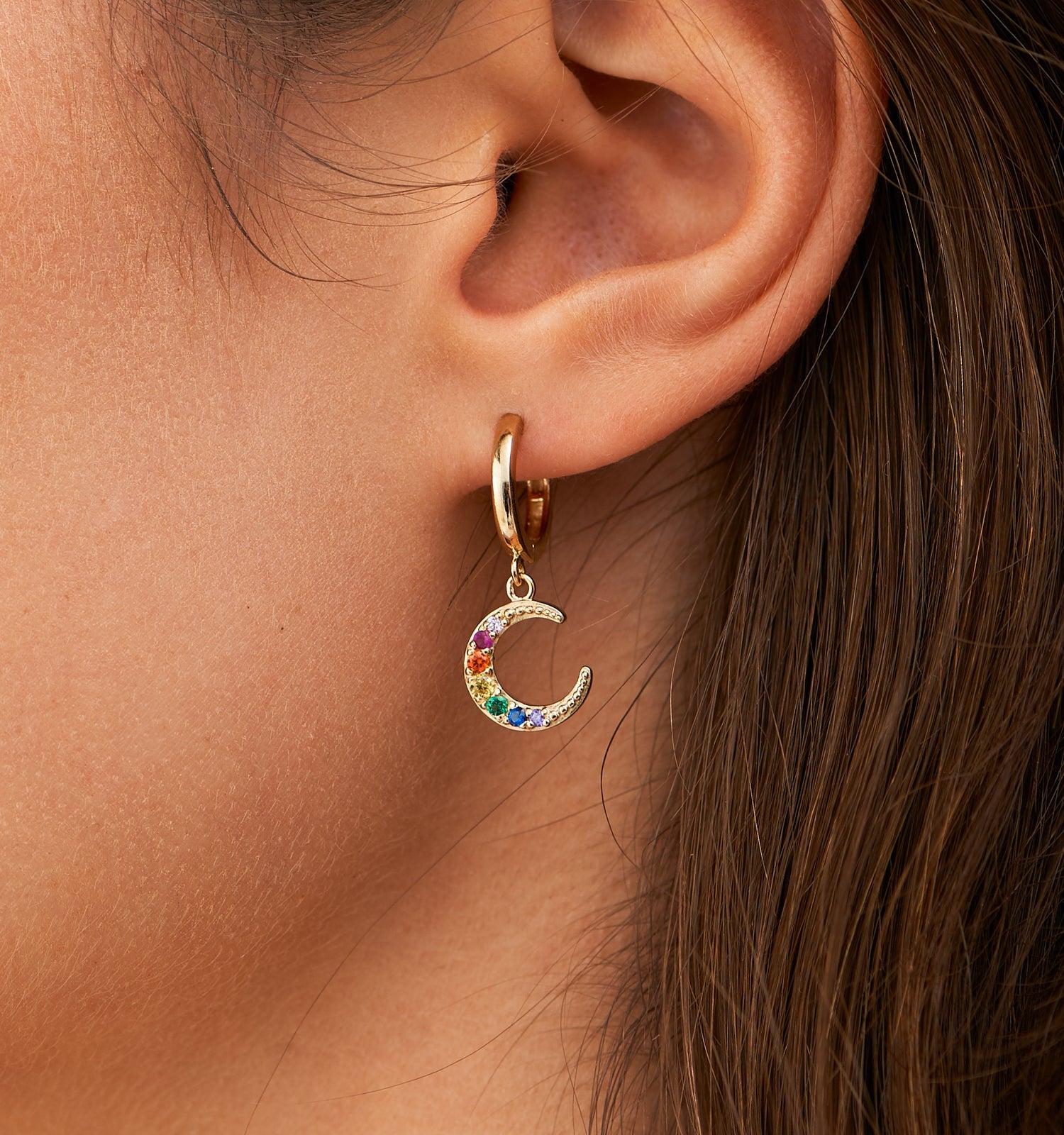 Moon Huggie Hoop Earrings