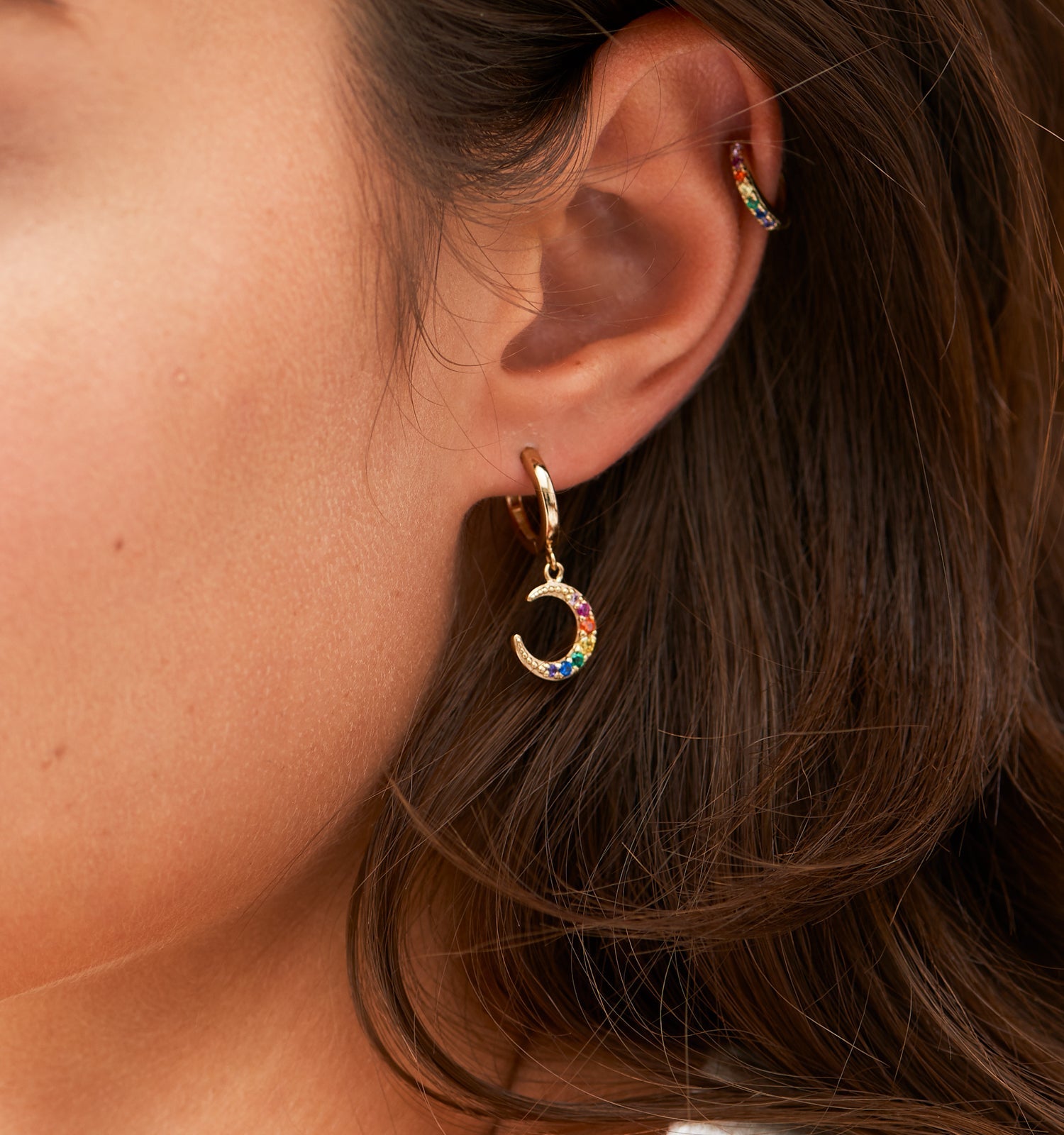 Moon Huggie Hoop Earrings