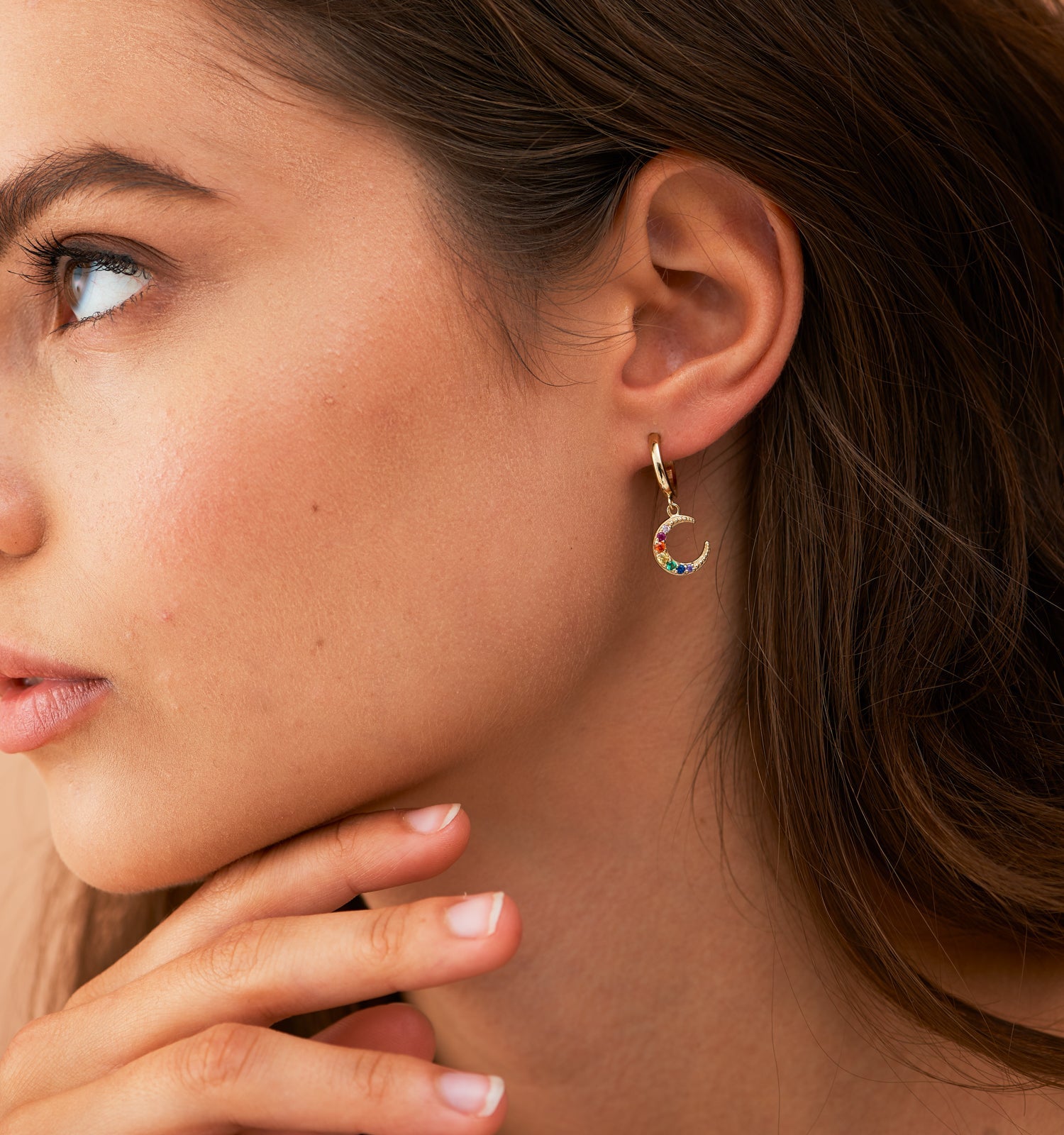 Moon Huggie Hoop Earrings