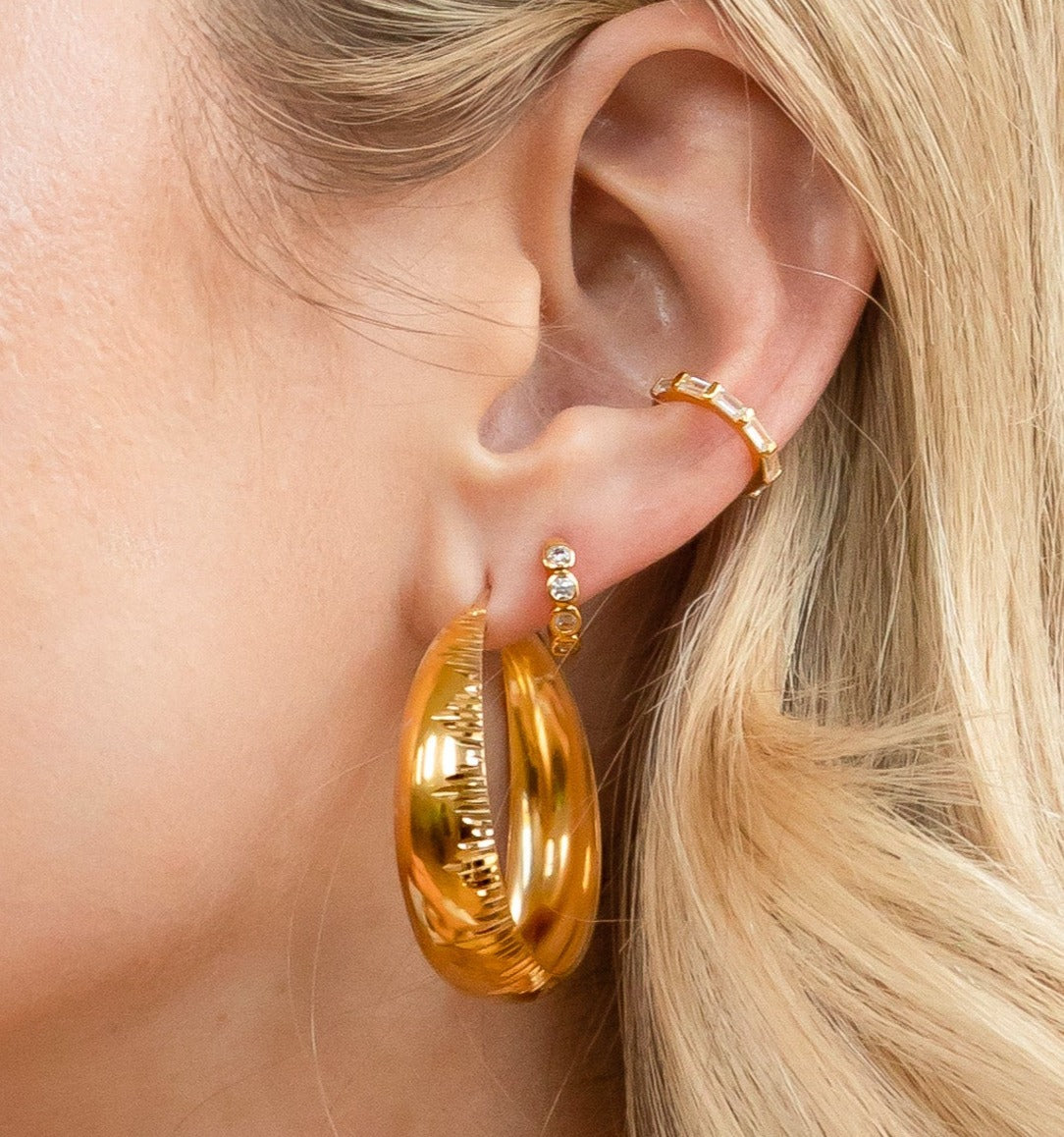 Large Sunburst Round Hoop Earrings