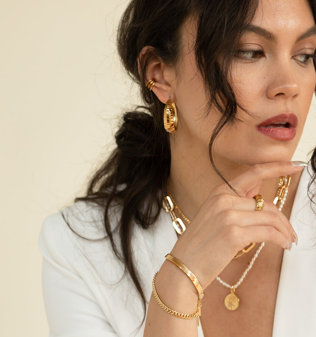 Large Venetian Round Hoop Earrings