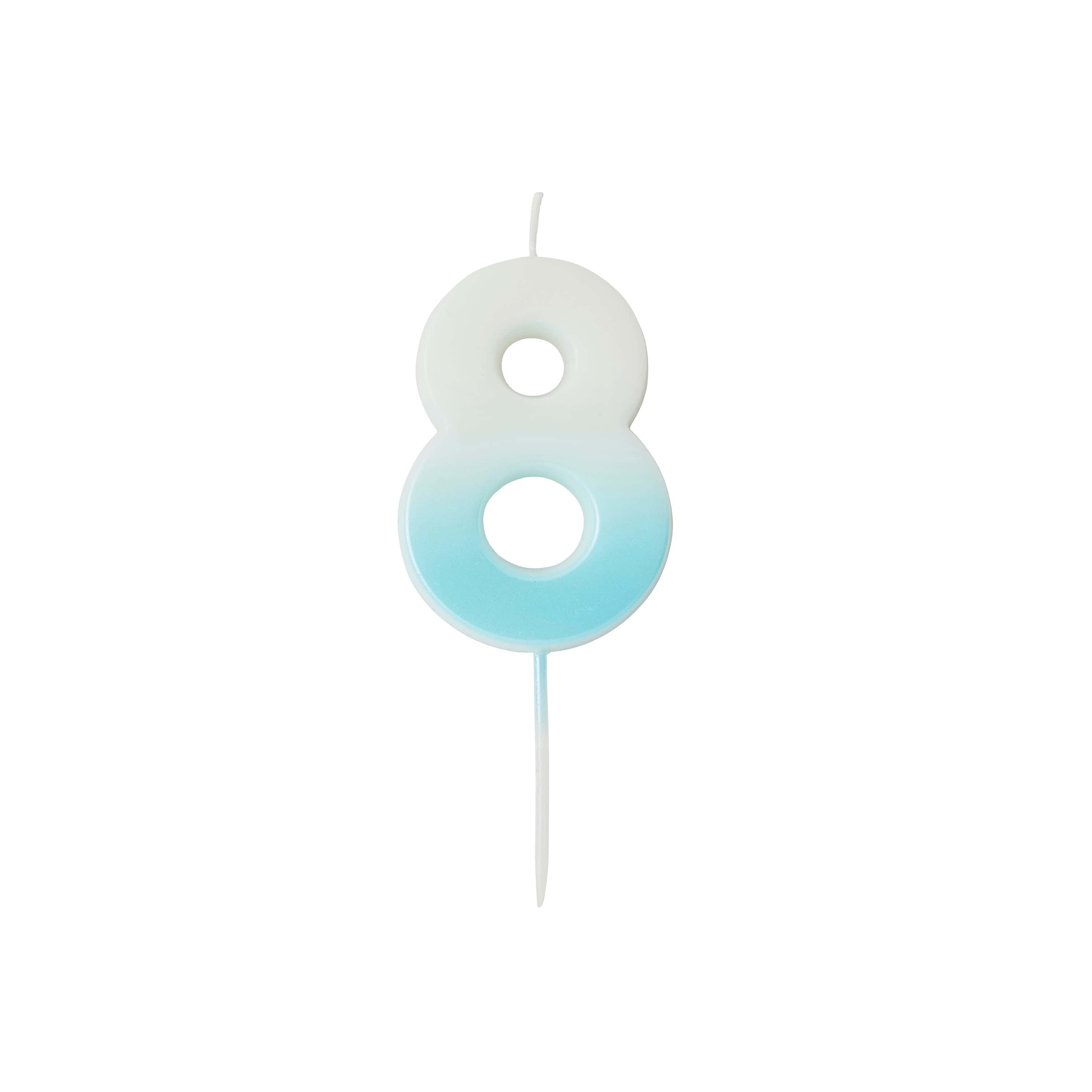 Blue Ombre Number 8 Cake Candle