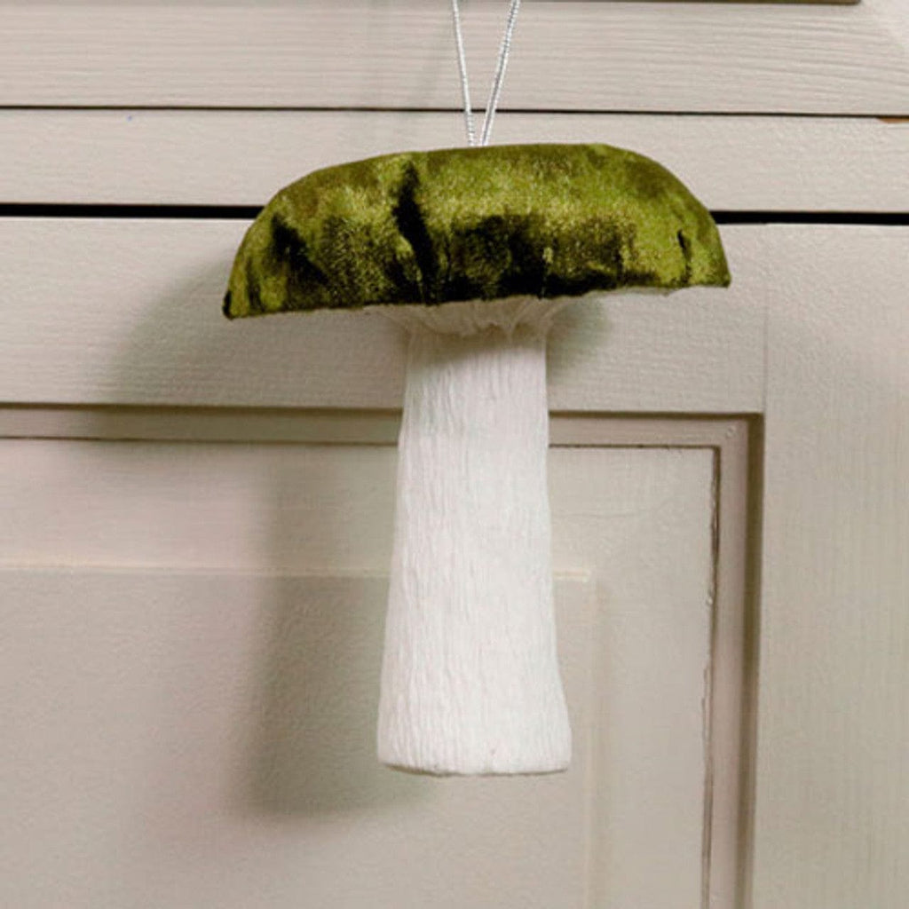Dark Green Velvet Hanging Mushroom (12cm)