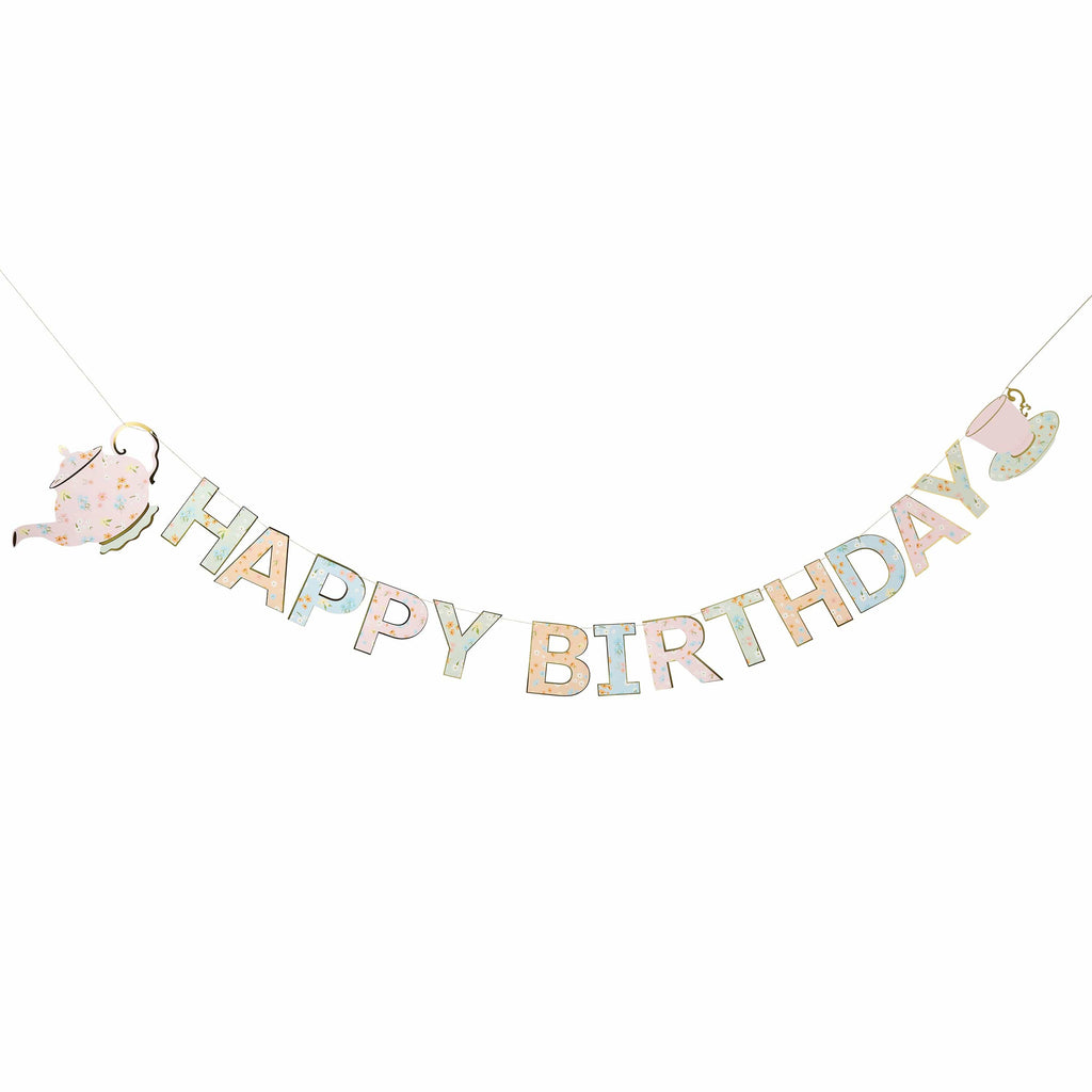Floral Tea Party Happy Birthday Banner - 2.5m