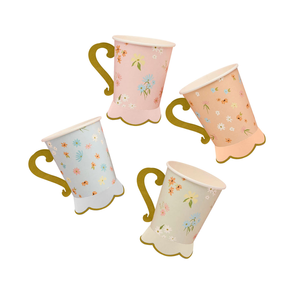 Floral Tea Party Paper Cups x 8