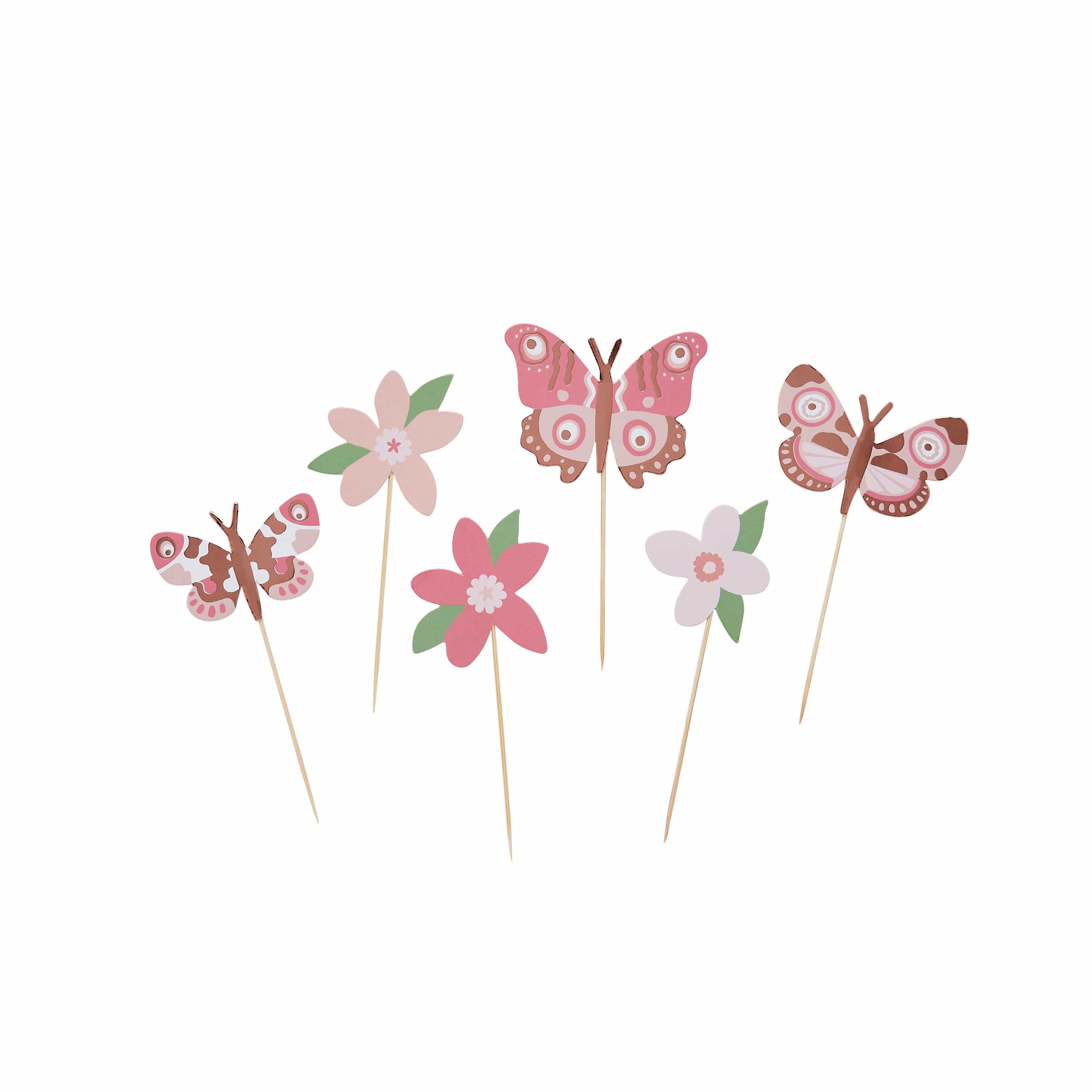 Flower & Butterfly Cake Toppers x 12