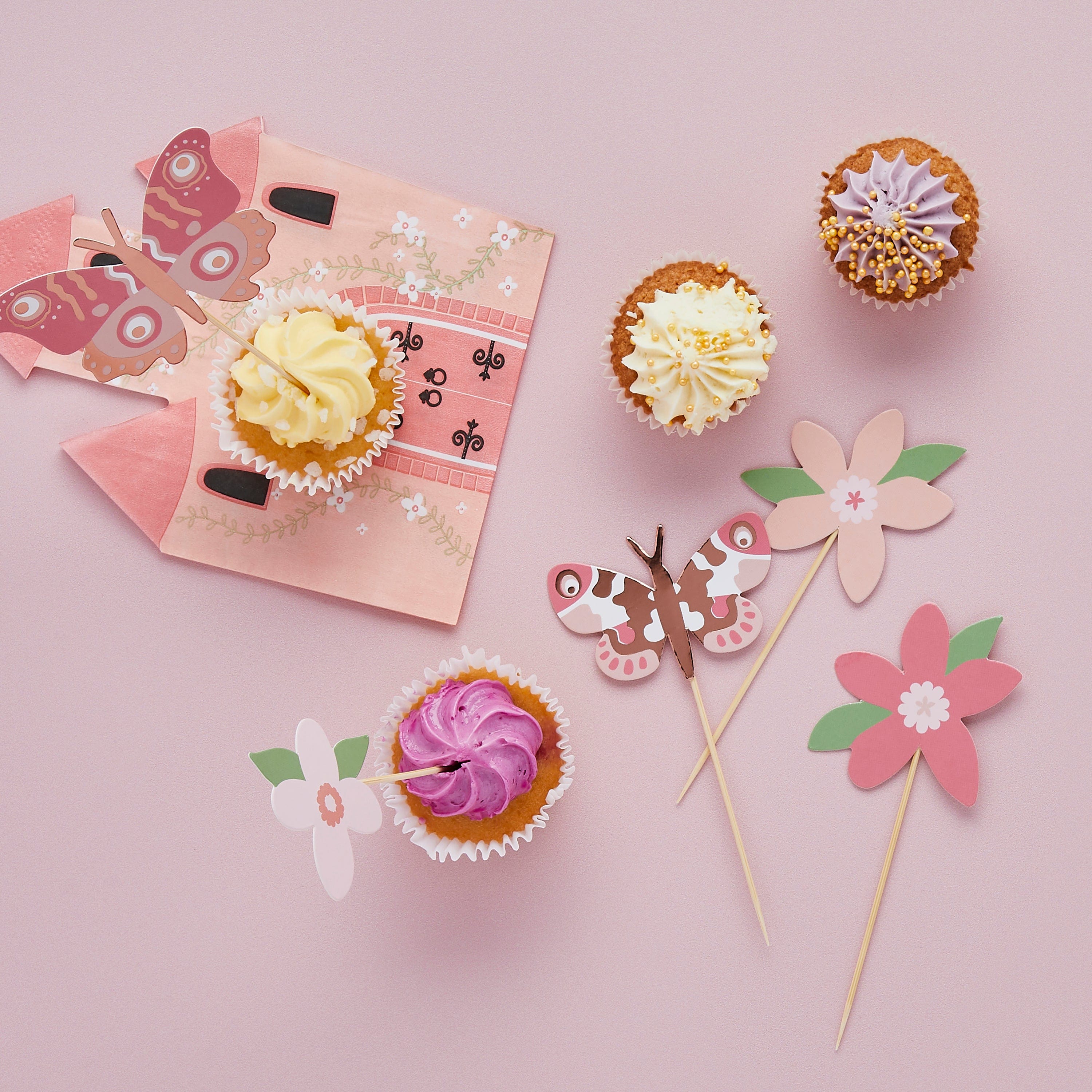 Flower & Butterfly Cake Toppers x 12