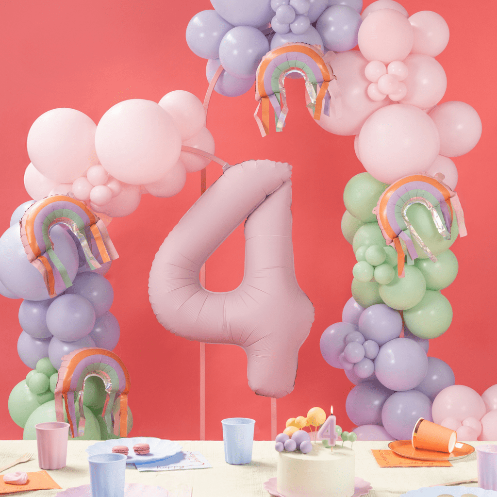 Fringed Pastel Rainbow Foil Balloons - Pack of 3