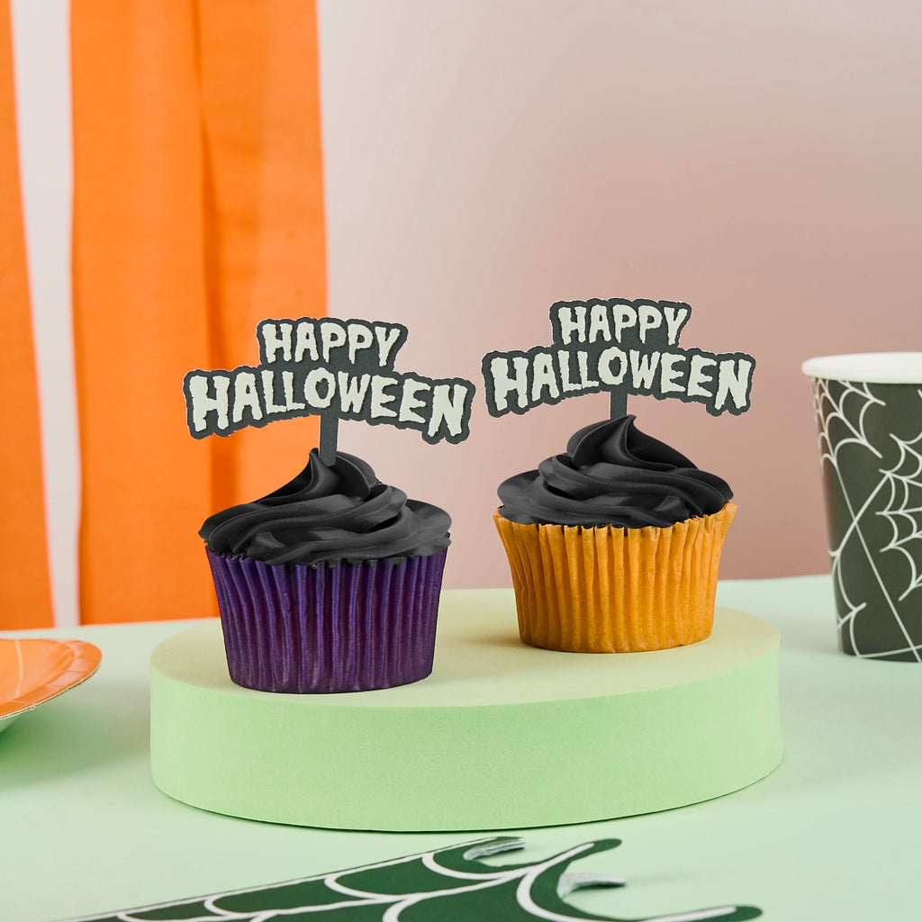 Happy Halloween Glow In the Dark Food Picks x 12