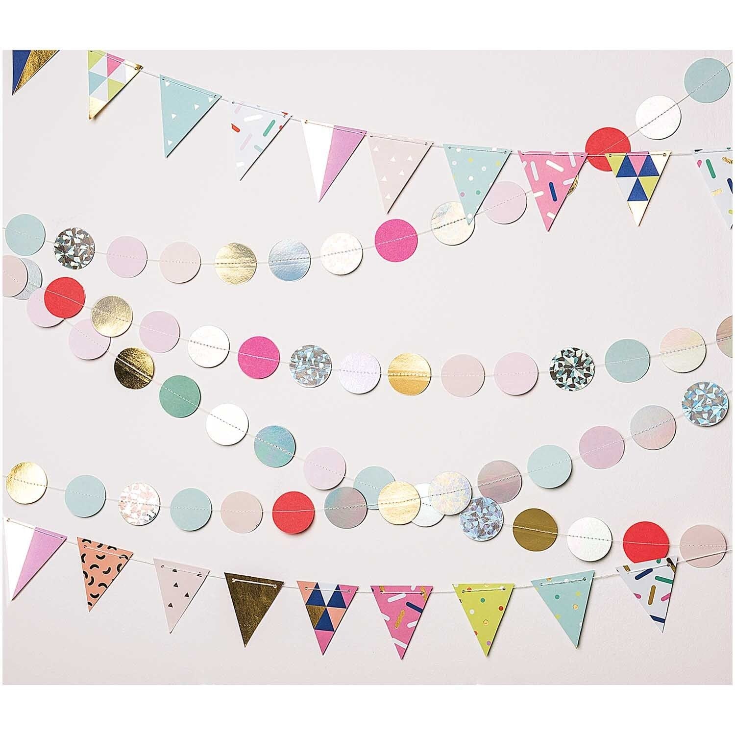 Iridescent Glitter Circles Sewn Garland - 2 Metres