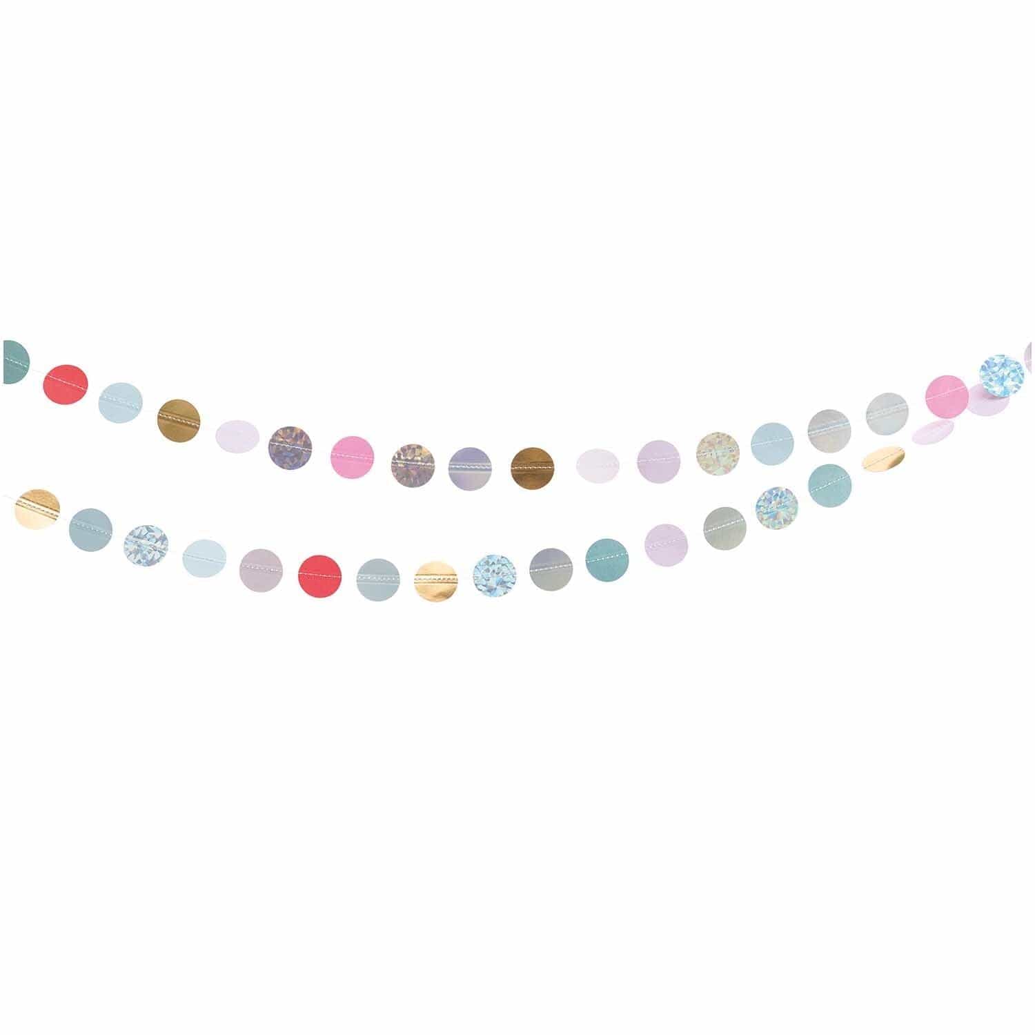 Iridescent Glitter Circles Sewn Garland - 2 Metres
